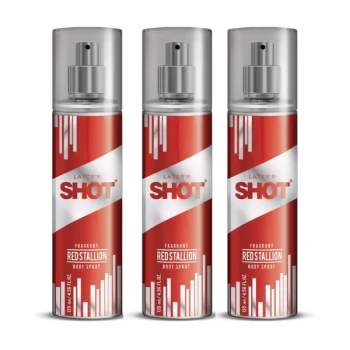 Layer'r Shot Red Stallion Deodrant Body Spray For Men | Long-Lasting Premium With Powerful Masculine Fragrance - 135ml (Pack of 3)